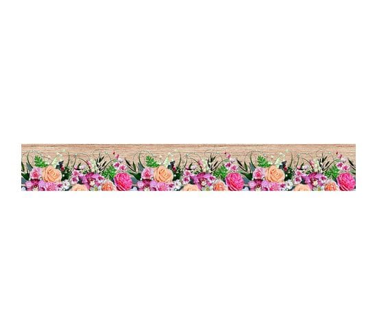 Frise Auto-collante Fleurs Multicolores - 1 Rouleau De 14 Cm X 500 Cm