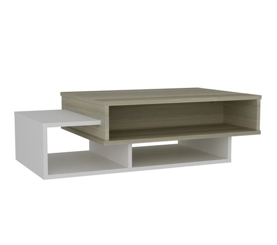 Table Basse Asymétrique Superimposita Bois Naturel Et Blanc