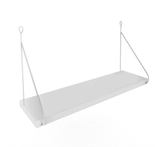 Étagère Murale Escalado L72xh20cm Bois Et Métal Blanc