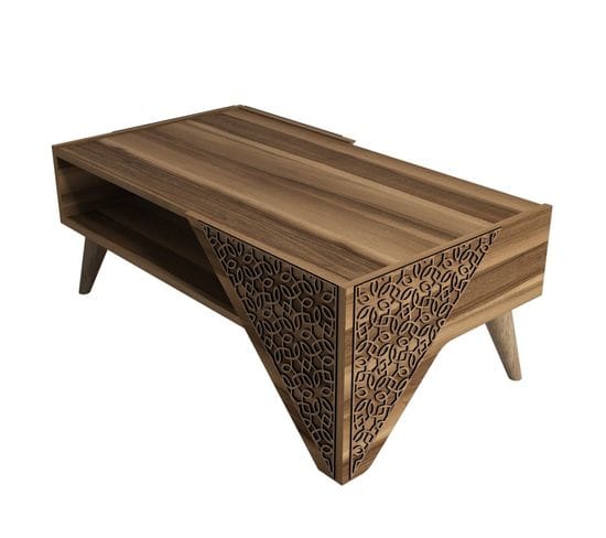 Table Basse Forces Motif Arabesque Bois Et Naturel