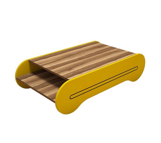 Table Basse Design Erval L120cm Bois Foncé Et Jaune