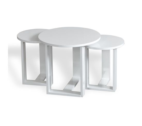 Lot De 3 Tables Basses Gigognes Miramar Blanc