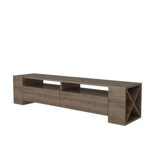 Meuble TV Pariro L155cm Bois Foncé