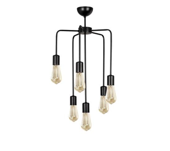 Suspension 6 Lampes Saccadées Dustin D45cm Métal Noir