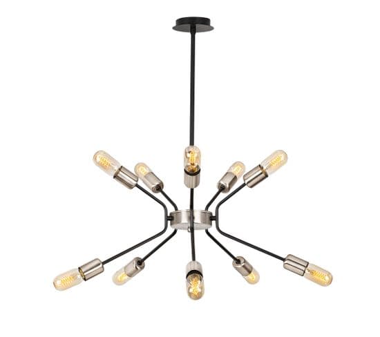 Suspension 10 Lampes 5 Arcs Sparrow D80cm Métal Noir Et Nickel