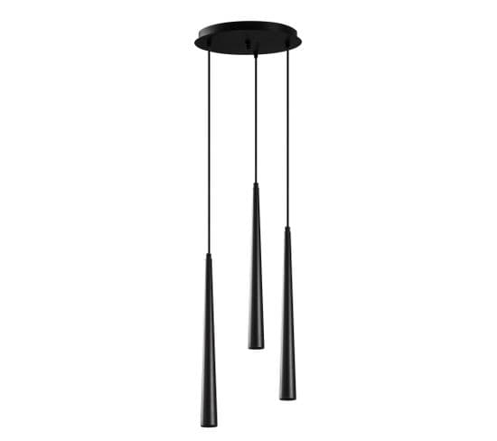 Suspension-plafonnier 3 Lampes Cornes Saccade Pliunga D33cm Métal Noir