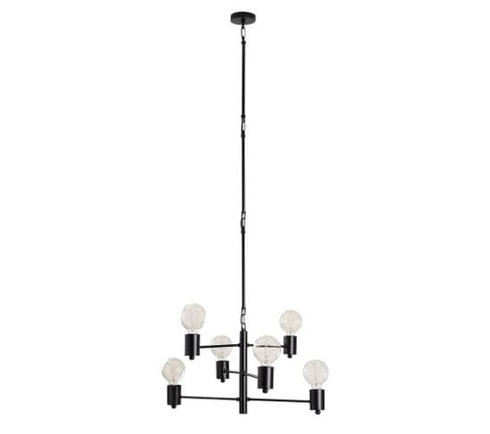 Suspension Moderne 6 Lampes Sobka D61cm Métal Noir