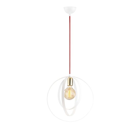 Suspension 1 Lampe 3 Anneaux Gigogne Annulis Métal Blanc Et Rouge