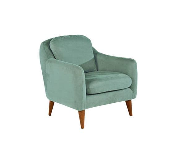 Fauteuil Ashild Pin Massif Marron Et Tissu Vert Clair