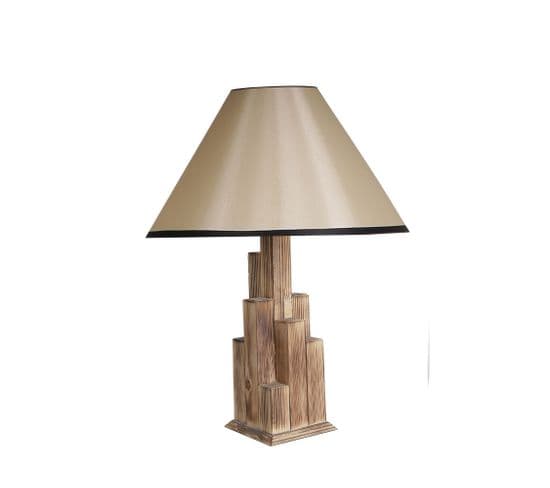 Lampe à Poser Style Vintage Moderne Tatri Abat Jour Conique Tissu Beige Avec Support