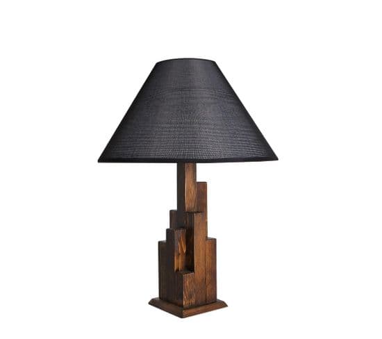 Lampe à Poser Style Vintage Moderne Tatri Abat Jour Conique Tissu Noir Avec Support