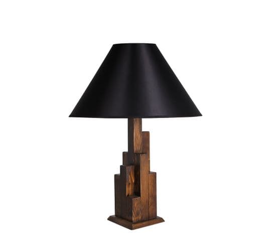 Lampe à Poser Style Vintage Moderne Tatri Abat Jour Conique Tissu Noir Avec Support