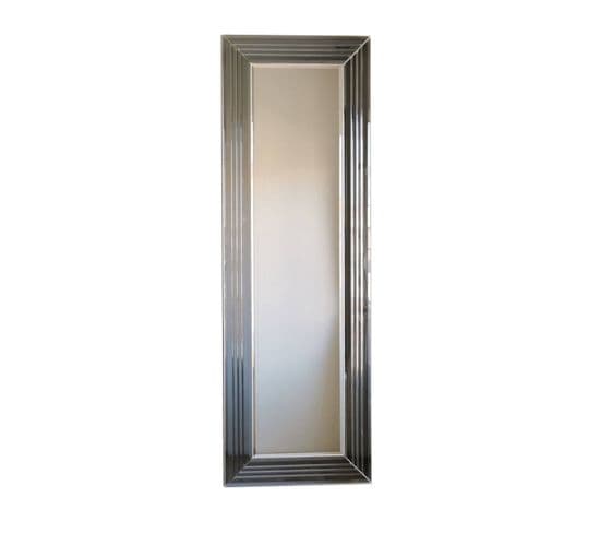 Miroir Moderne Encadré 40x120cm Compage Bois Argent