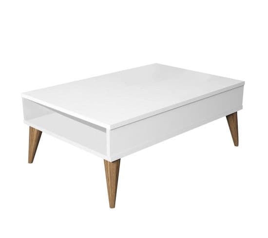 Table Basse Avec Rangement Yaltra L90xp60cm Blanc