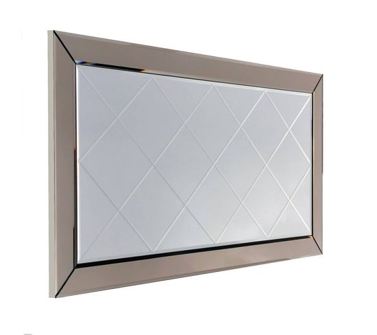 Miroir Décoratif Lyame L130xh65cm Verre Motif Losange Argent