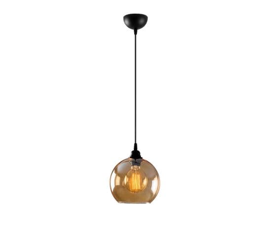 Suspension Jaxson D20cm Métal Noir Et Verre Fumé