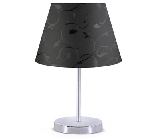 Lampe De Table Accensa Métal Argent Et Noir Arabesques