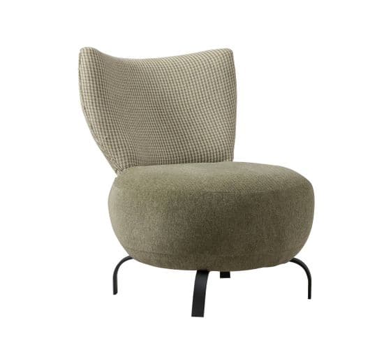 Lot De 2 Fauteuils Regina Tissu Dossier à Petits Carreaux Et Assise Uni Vert