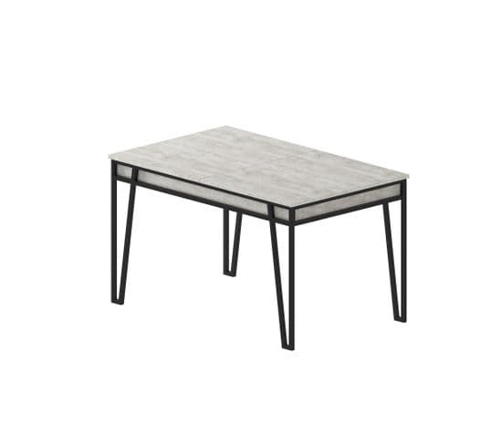 Table à Manger Extensible Atyps Bois Blanc Et Métal Noir