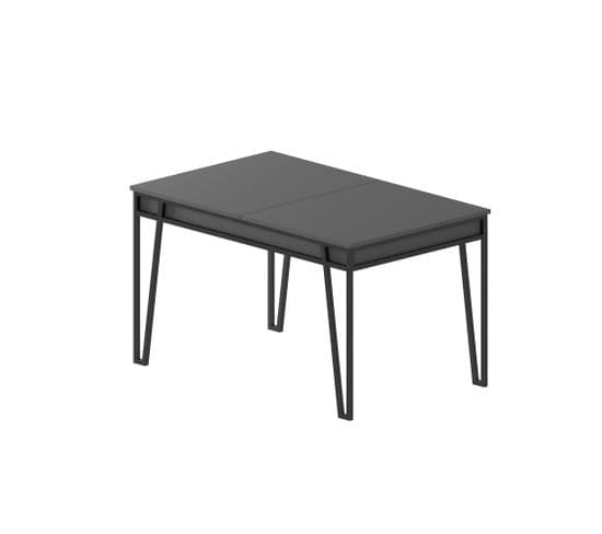 Table à Manger Extensible Atyps Bois Anthracite Et Métal Noir