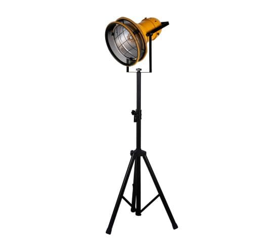 Lampadaire Projecteur Style Industriel Molky H240cm Métal Orange Et Noir