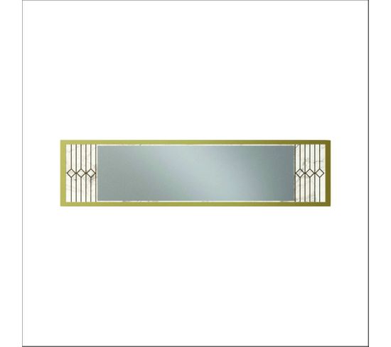 Miroir Décoratif Wilma 29,5x120cm Or Et Effet Marbre Blanc