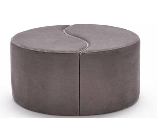 Lot De 2 Poufs Puzzle Ratsel L43xh40cm Velours Taupe