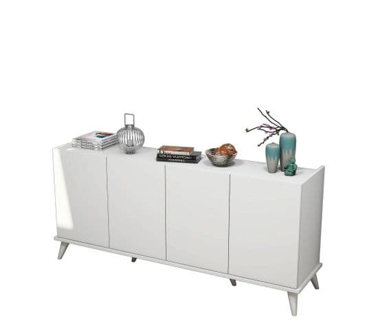 Buffet Bas 4 Portes Bergerat 180cm Bois Blanc