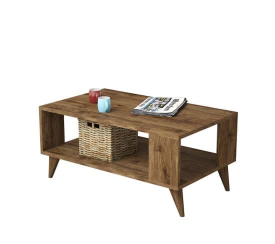 Table Basse Bity 54x90cm Bois Et Métal Bois Foncé