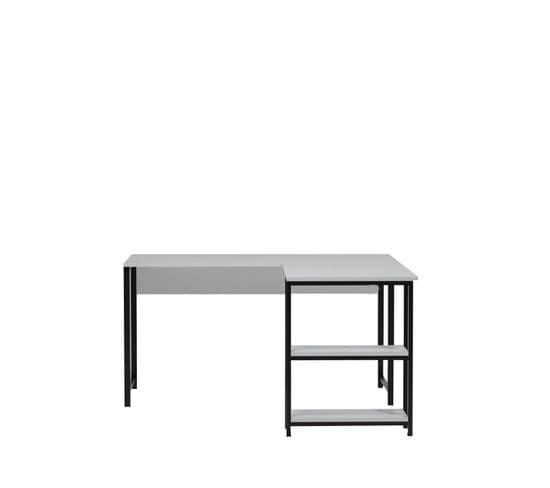 Bureau D'angle Weise L140cm Métal Noir Et Bois Blanc