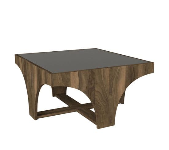 Table Basse Porticus Pieds En Arcades Bois Naturel Et Anthracite