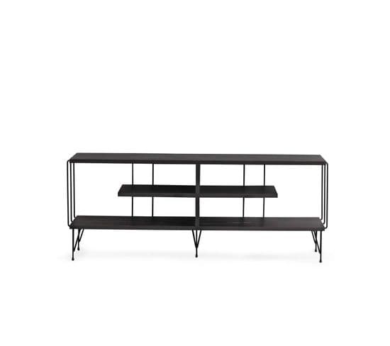 Meuble TV Design 120cm Lycon Bois Gris Foncé Usé