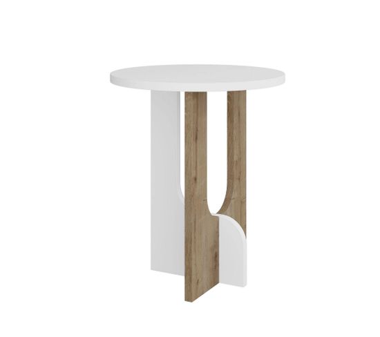 Table Basse Design Folas D40cm Blanc Et Chêne Clair