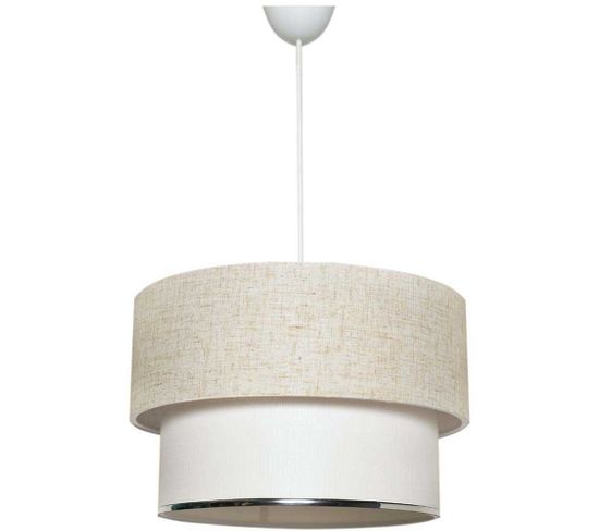 Suspension Clara Base Blanc Avec Abat-jour Ø30cm Bicolore Beige Et Blanc