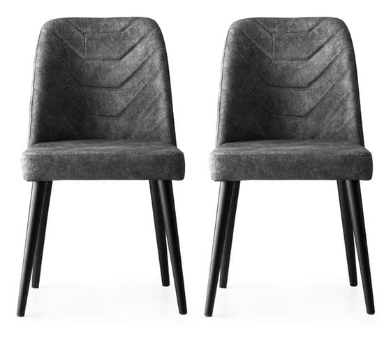 Lot De 2 Chaises Conla Velours Anthracite