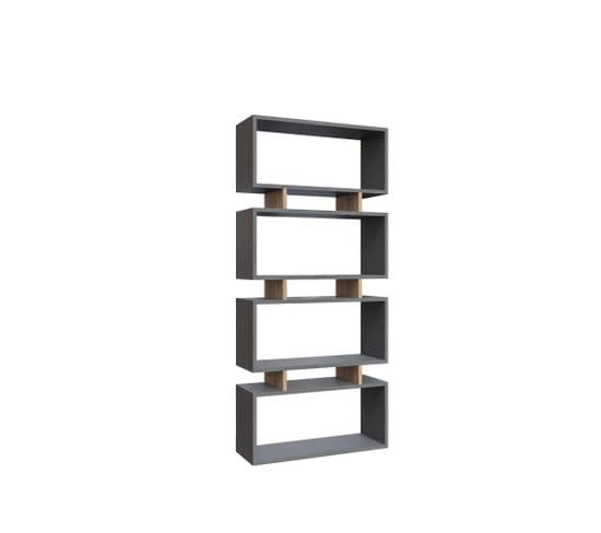 Étagère Bibliothèque Gaita L72,5cm Anthracite Et Chêne Clair