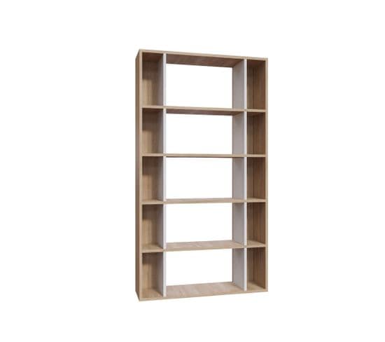 Étagère Bibliothèque Cerok L90cm Chêne Clair Et Blanc