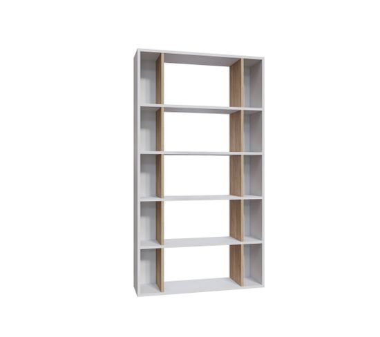 Étagère Bibliothèque Cerok L90cm Blanc Et Chêne Clair