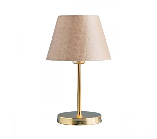 Lampe à Poser Camaen H37cm Tissu Beige Clair Et Métal Or