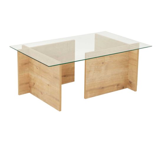 Table Basse En Verre Et Aggloméré Escape Chêne