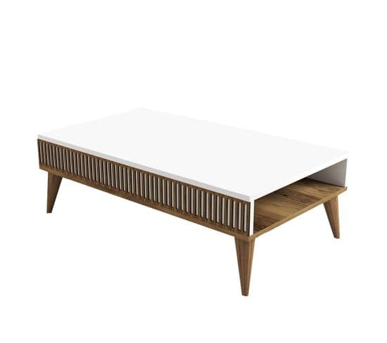 Table Basse Yemaya 105x60cm Bois Clair Et Blanc
