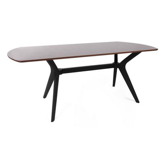 Table à Manger Fotka 180cm Bois Foncé Et Noir