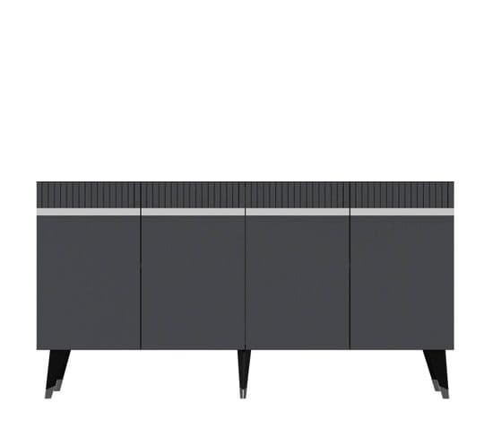 Buffet Design Defne L150xh80cm Anthracite Et Argent