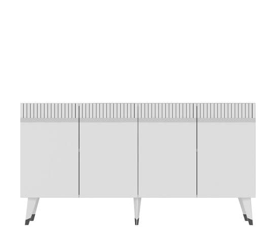 Buffet Design Defne L150xh80cm Blanc Et Argent