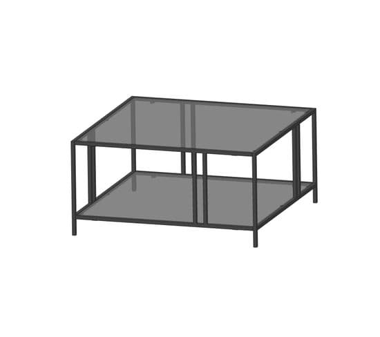 Table Basse Moderne Tatiana 80x80cm Métal Et Verre Fumé Noir
