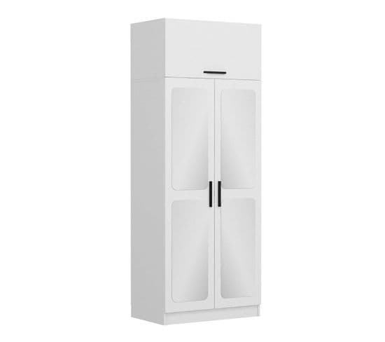 Armoire 3 Portes Et 4 Miroirs Sanur L90xh255cm Blanc