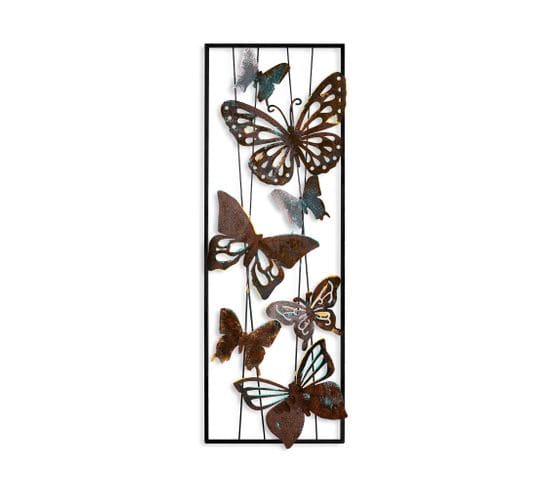 Cadre Décoratif 7 Papillons Suima L32xh90cm Métal Marron