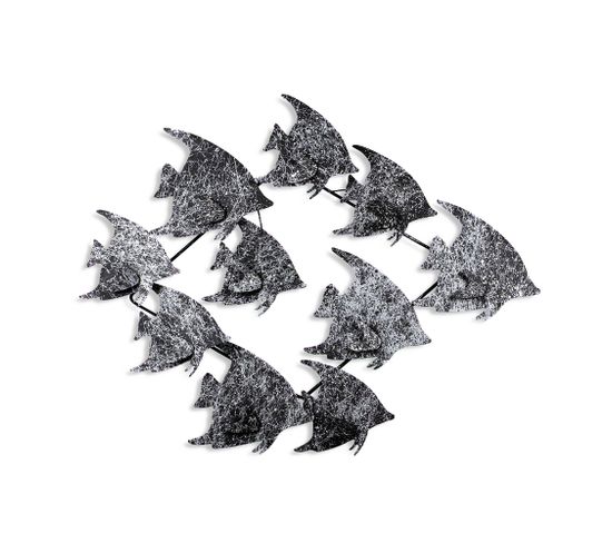 Décoration Murale Groupe De Poissons Zancle L83xh58cm Métal Noir Et Gris