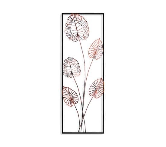 Cadre Décoratif Feuilles De Monstera Munin L32xh90cm Métal Noir Et Bronze