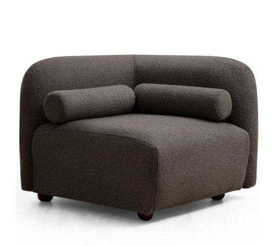 Fauteuil D'angle Meido Tissu Bouclette Gris Foncé